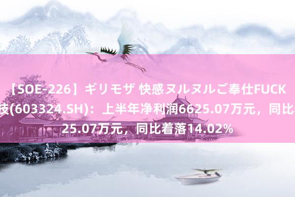 【SOE-226】ギリモザ 快感ヌルヌルご奉仕FUCK Ami 盛剑科技(603324.SH)：上半年净利润6625.07万元，同比着落14.02%