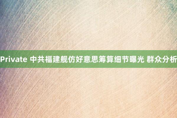 Private 中共福建舰仿好意思筹算细节曝光 群众分析