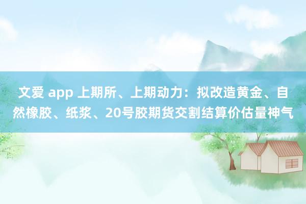 文爱 app 上期所、上期动力：拟改造黄金、自然橡胶、纸浆、20号胶期货交割结算价估量神气